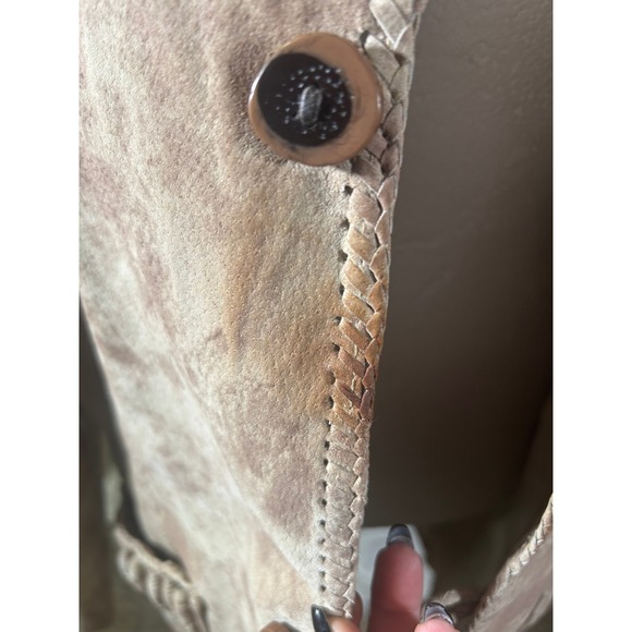 Scully Suede Leather Jacket Western Boho Distressed Tan Brown Mens Size 44 - Picture 6 of 11